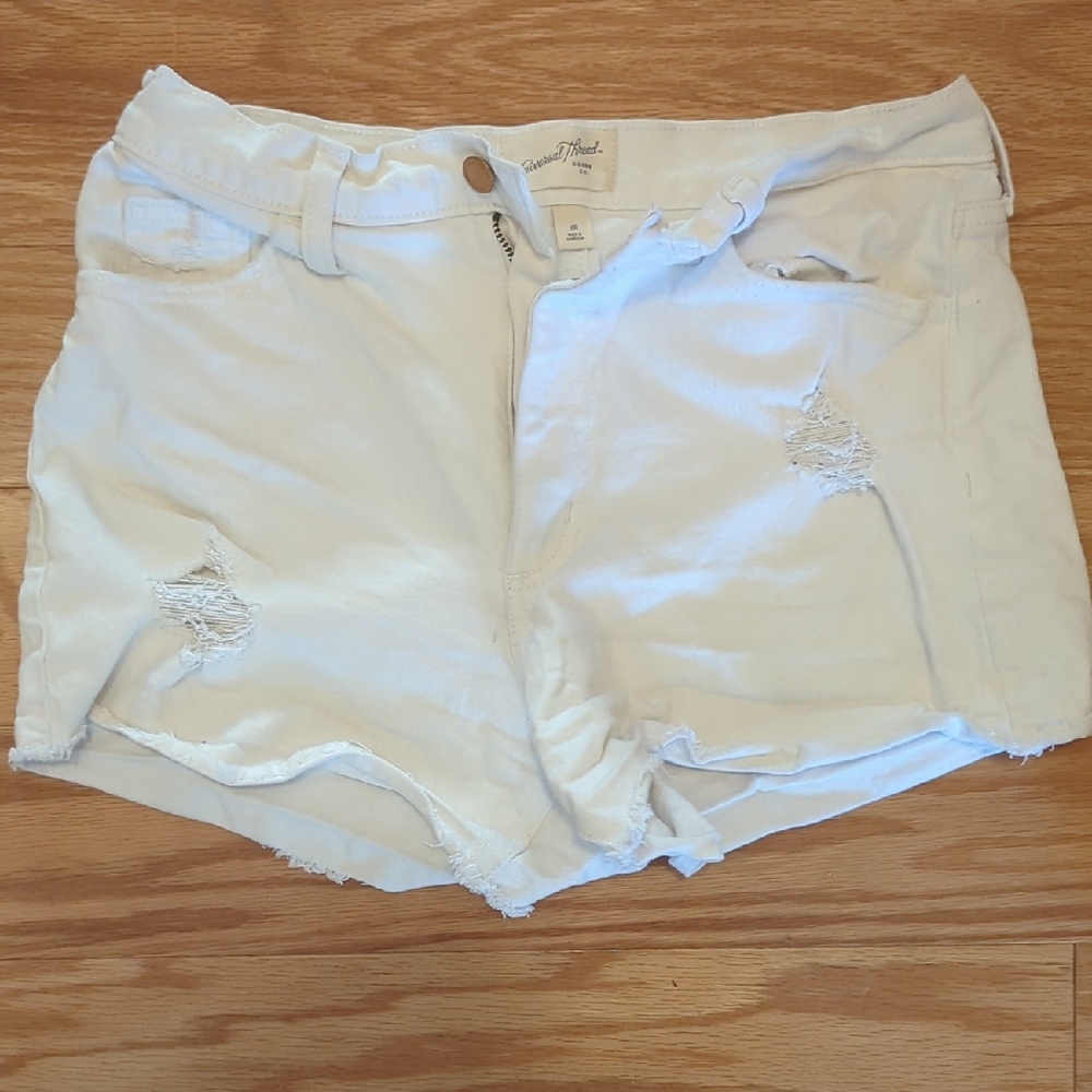 Universal Thread Cream Distressed Jean Shorts